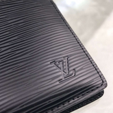 LV Premium Leather Bifold Men Wallet Black Textured (Made In Italy)